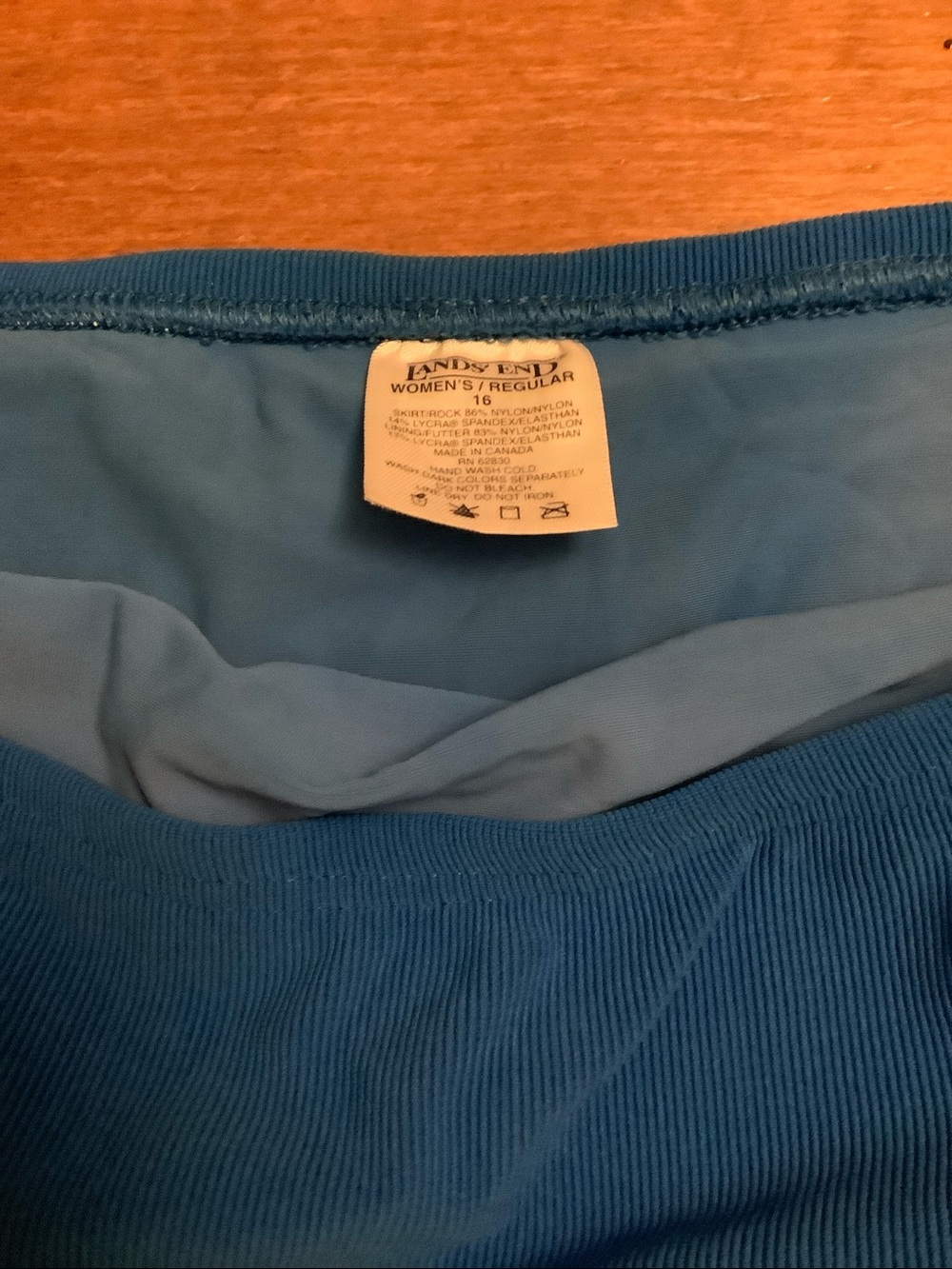 Lands' End Bright Blue Tankini Top with Swim Skirt - Picture 7 of 7